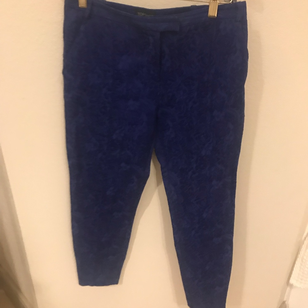 Women’s Topshop Blue Velvet Flower Print Pants